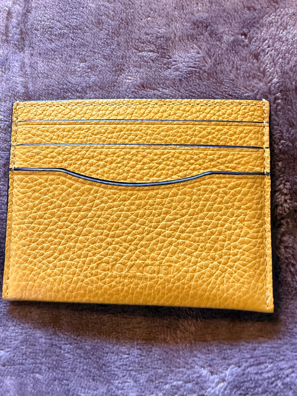 Coach Yellow Pebbled Leather Card Case